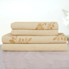 Cotton Bedsheet King Size Bed With 2 Pillow Covers - 100 X 108 Inches, Beige | 150 Thread Count Floral Bedsheet For Double Bed - Breathable & Lightweight