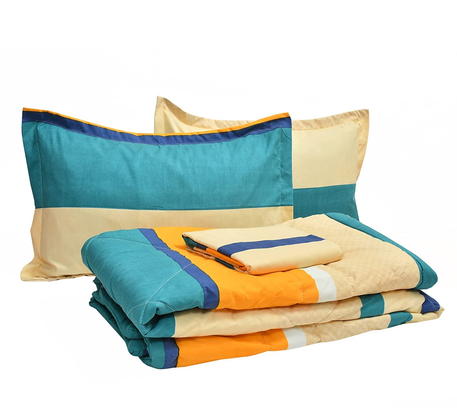 King Size Comforter With 1 King Size Flat Bedsheet & 2 Pillow Cover - (90x100 Inch) Multicolor | Perfect Gifts Set Wedding, Anniversary - 4 Pcs Bedding Set