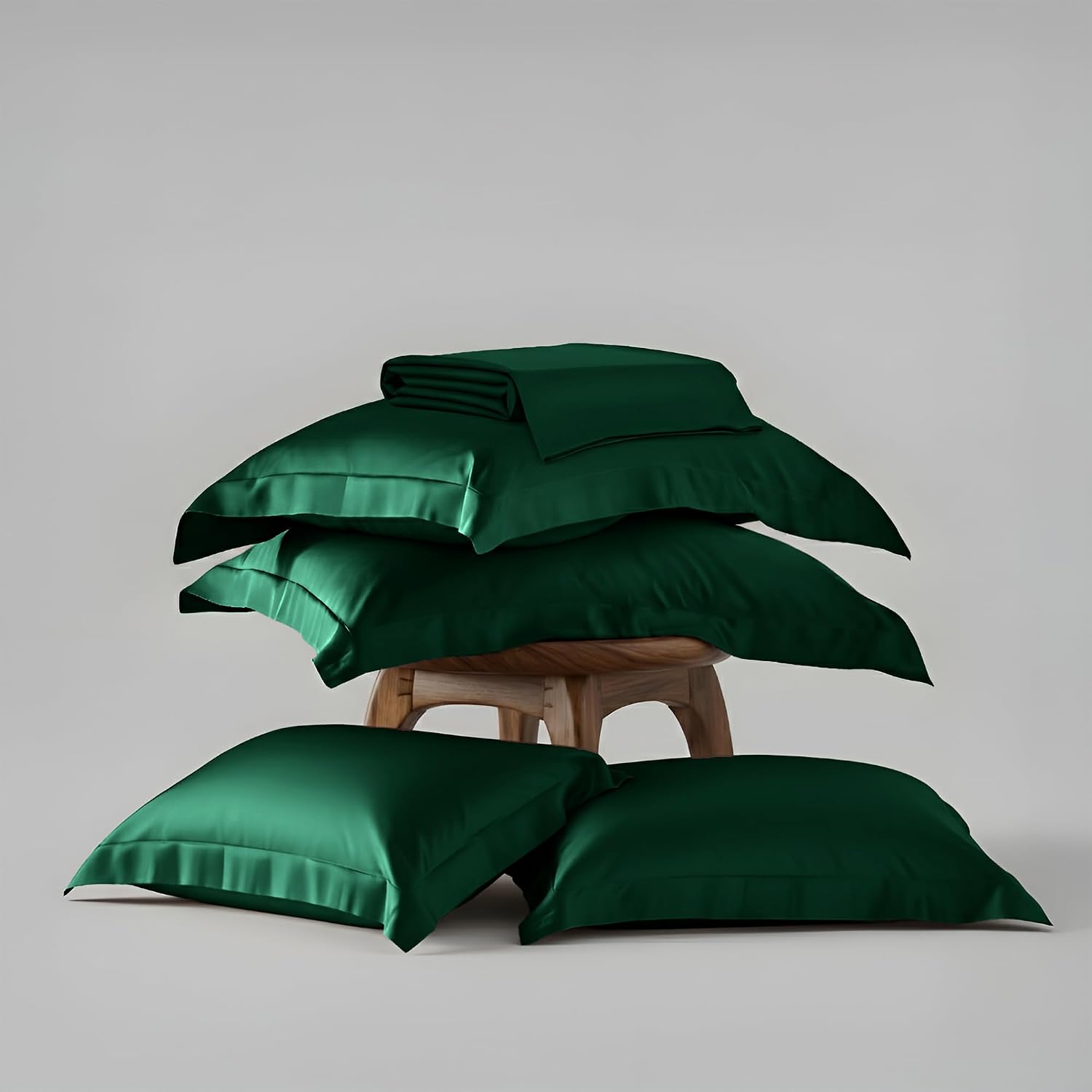 Bedding Set 1 Bedsheet King Size With 4 Pillow Cover - 108 X 108 Inches, Emerald Green | Wedding, Bedroom, Date Night Collection | 300 Thread Count