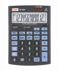 Flair FC-600 Portable Electronic Desktop Calculator With Large LCD | 12 Digits Display & Ergonomic Key Design