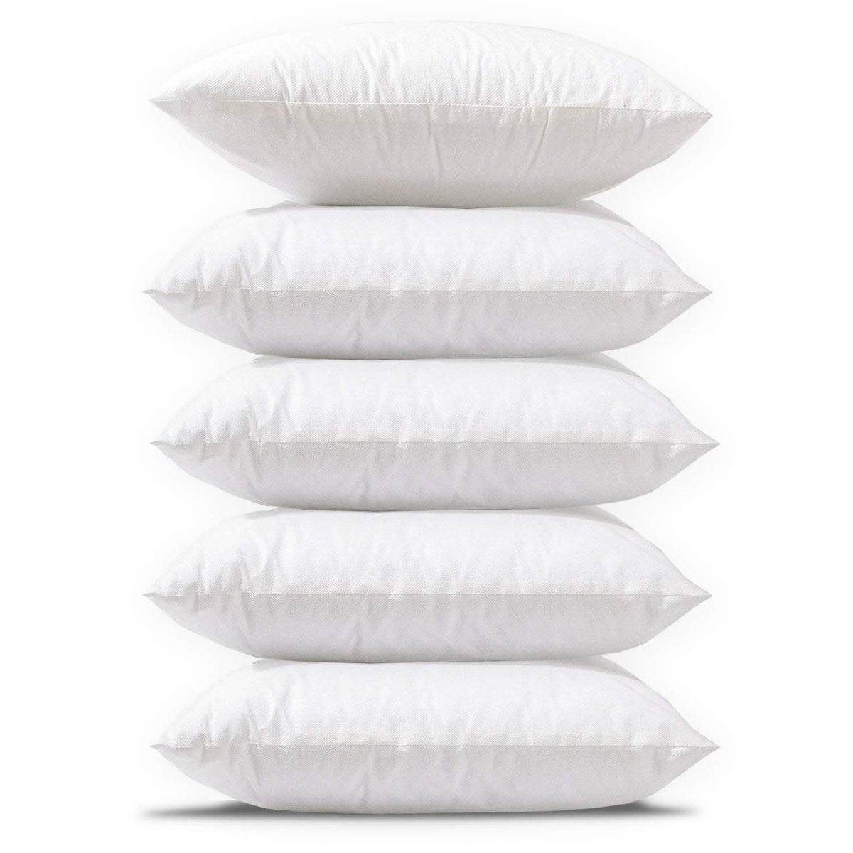 Premium Soft & Fluffy Sofa Pillow Cushions, Bed Takiya & Cot Pillows, White - 16 Inch | Microfiber Filled Throw Pillows For Diwan & Living Room | Lightweight Square, Washable - Pack Of 5