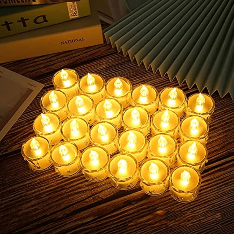 PLASTIC FLAMELESS & SMOKELESS LED TEALIGHT CANDLES SET OF 8 FOR CANDLIGHT DINNER