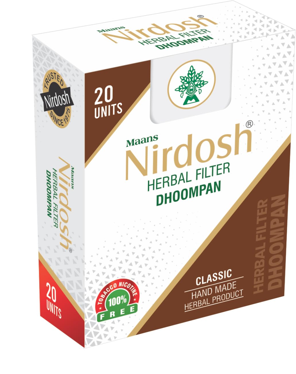 Classic Flavored Herbal Filter Dhoompan Sticks - Pack Of 2X 20 Pcs Herbal Cigarette | Bidi Sticks Rolled In Tendu Leaves, Non-Addictive Sticks - Tobacco Free & Nicotine Free