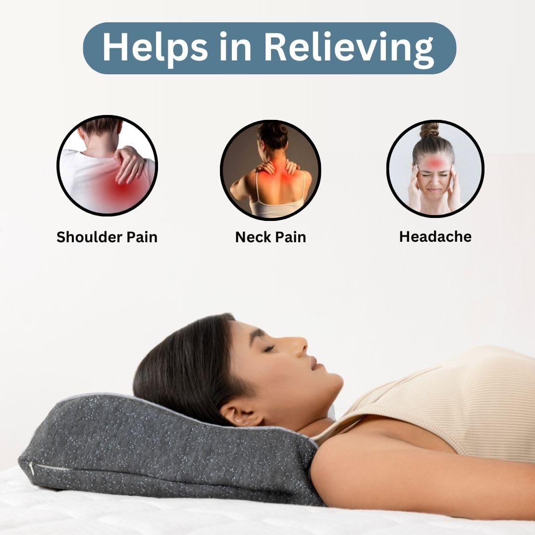 Orthopedic Gel Memory Foam Contour Pillow, Grey, Size - 24 X 16 X 4 Inches | Cervical Pillow For Neck & Shoulder Pain Relief | Neck Support, Pillow For Side & Back Sleepers - Set Of 1
