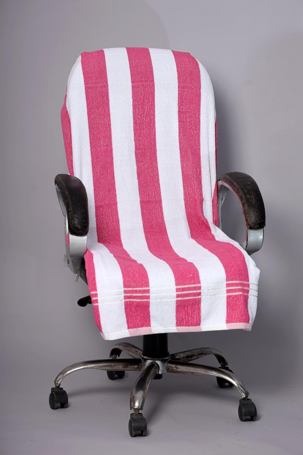 Vvip Home 100% Cotton Luxary Office Chair Towel 550 Gsm (Pink Line)