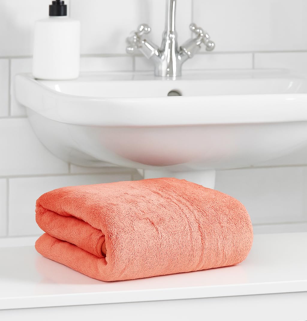 Cotton Bolls Textiles Premium Microfiber Bath Towel 400 Gsm | Ultra-Soft, Highly Absorbent, Superior Comfort, Durable & Elegant Design Towel (Peach)