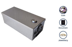 Stainless Steel Locker Boxes, Jewellery Boxes, Check Book Box, Cash Box, Bank Locker Box, Peti Size - 10 Inch Cash Box L-26.5cm, W-11cm, H-8.5cm, With Pre Fited Lock & 2 Key, Feature - Portable