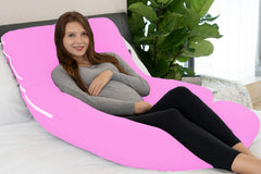 Premium Multipurpose Microfiber Pregnancy Pillow For Pregnant Women - Baby Pink | 100% Cotton, Zippered Cover, Lightweight, Removable Cover, Full Body Pillow, Soft Pillow - Pack Of 1