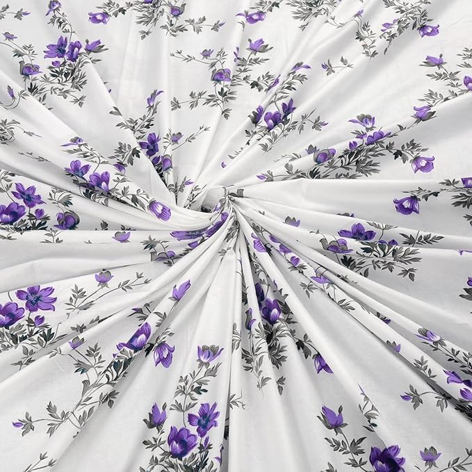 1 Double Bedsheet With 2 Pillow Covers - 88 X 96 Inches, White & Purple | Soft & Comfortable Feel To Your Skin | Do Not Bleach