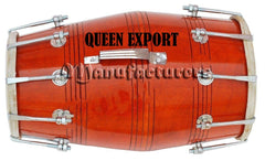 18 Bolt Tuned Dholak Drum Made With Mango Wood - Brown | Perfectly Symmetric Round Dholak - Dholak For Festival, Wedding, Satsang | Nut & Bolt Fitting On Bass & Tune Head Side