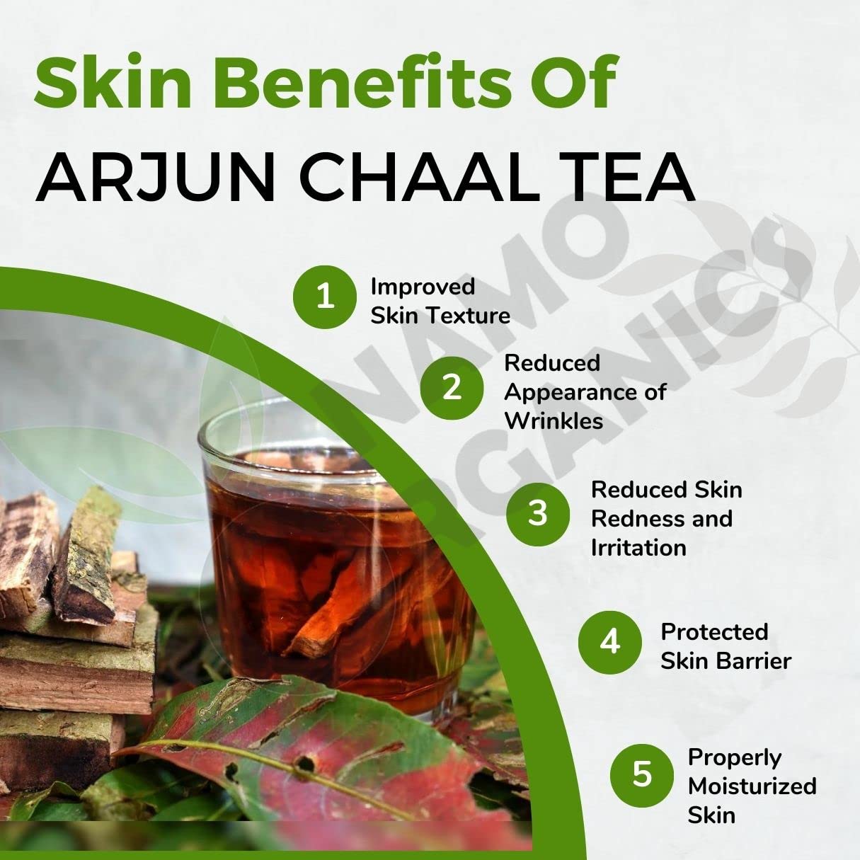 Namo Organics Arjun Ki Chaal Arjuna Tree Bark Raw, Lowers Bad Cholesterol, Ideal For Herbal Skin Care | 1 Kg 2.2lbs