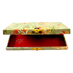 Rectangular Shaped Floral Design Cash Box, Shagun Box, Gift Box, Gaddi Box, Jewellery Box, Shagun Envelope In Floral Design, Colour - Pastel Green