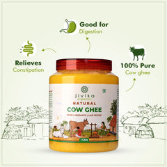 100% Pure Desi Cow Ghee By Jivika Naturals | Good Source Of Vitamin A & Healthy Desi Ghee Perfect For Boost Energy | 2 Litre (1 Litre * 2) | 67.6 Ounce | Jar Pack