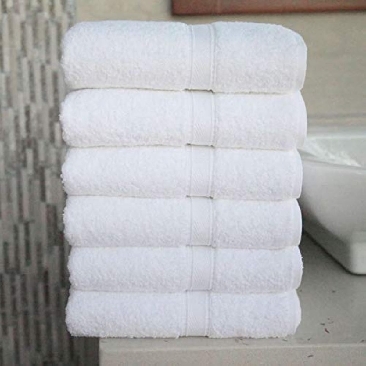 Fresh From Loom Cotton Hand Towel 1200 Gsm | Gym Towel- White (6 Pcs)
