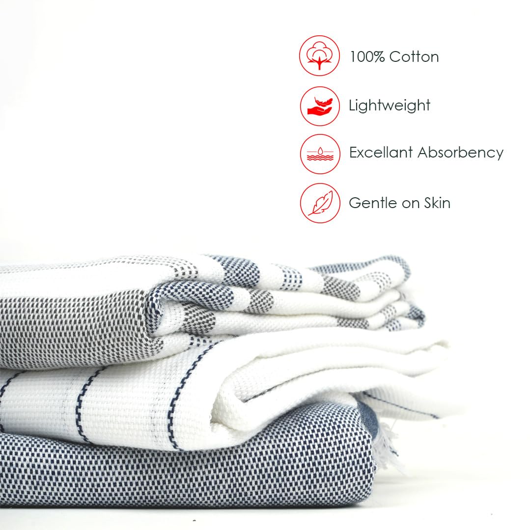 Thirsty Towel Cotton Bath Towel 600 Gsm | Super Soft & High Absorbency Quick Dry Towels For Men, Women & Kids, Towel Set Of 3 (Cambric Blue)