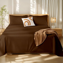 Bedsheet For Double Bed Includes Pillow Covers - Double Bed Size 90 X 100 Inches, Brown | Good Or Home, Hotel, Villa, Resort & Guest House
