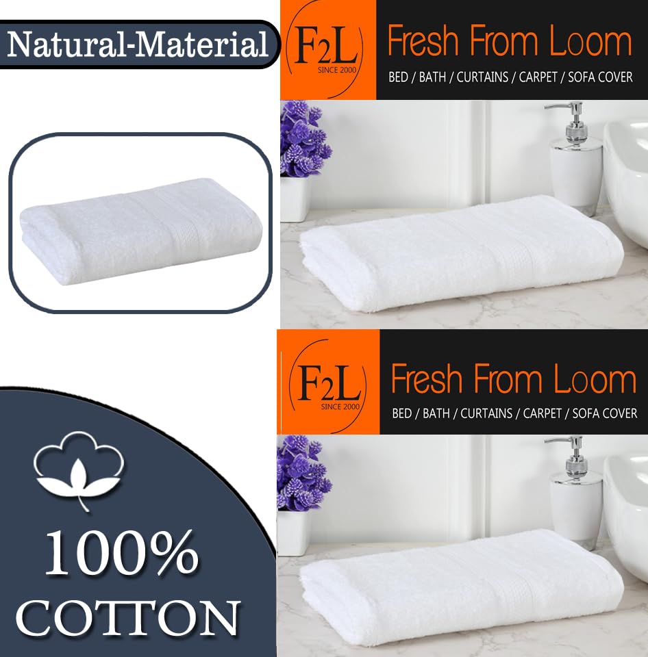 Fresh From Loom Luxury Edition Egyptian 100% Pure Cotton Bath Towel 600 Gsm | High Water Heavy Soft Dual Stitched Bath Towel (White)