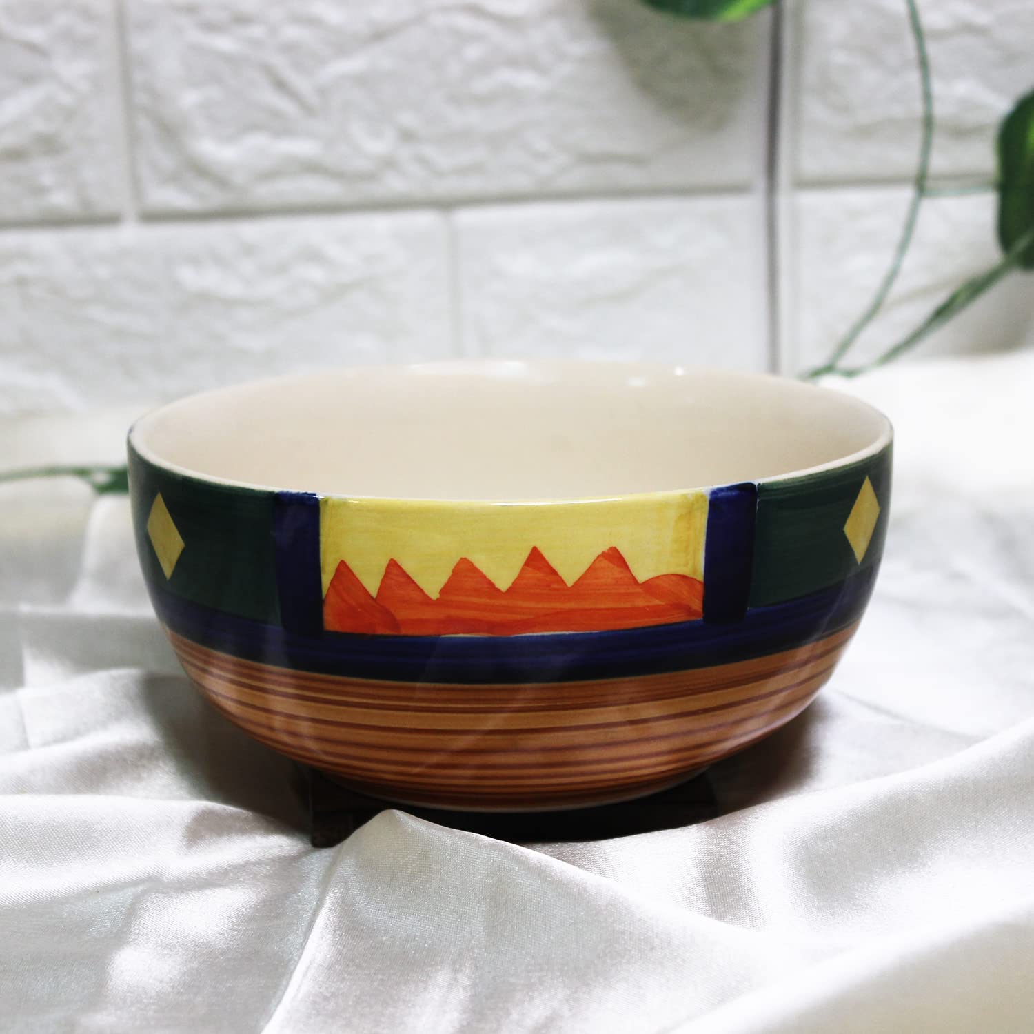 Boho Fiesta Ceramic Serving Bowl Set Of 2 Pieces - 800ml Each, Multicolor | Hand Painted Large Dining Serving Bowls For Serving - Microwave Safe & Dishwasher Safe