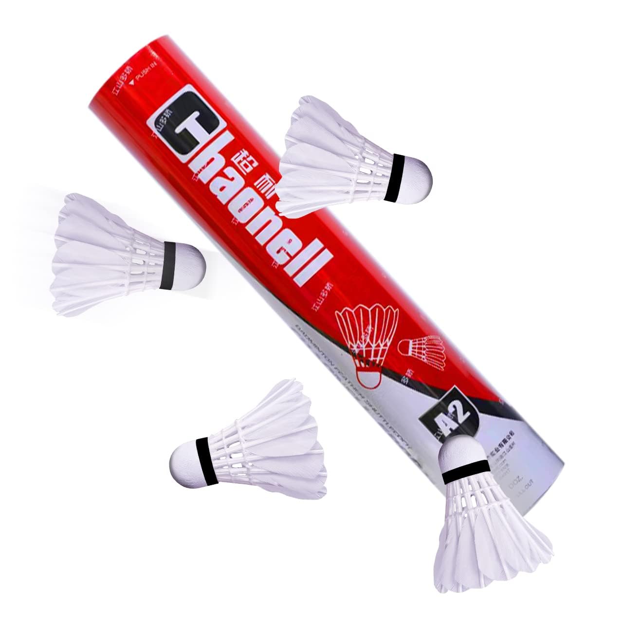 UDKI Feather Shuttlecock A2 - Speed 78 , Extended Durability | White , Pack Of 12