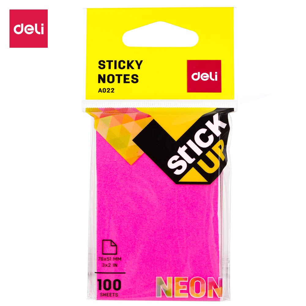 Neon Multicolor Sticky Notes | 3"x2" Self Adhesive Notes, 100 Sheets Each (Pack Of 6)