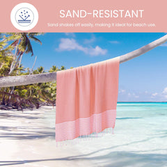 Destin Home Turkish Peshtemal Beach Towels 2 Kg | Cotton Soft, Lightweight, Quick-Drying & Absorbent For Beach Pool Spa Picnic Travel (Peach)- Set Of 6