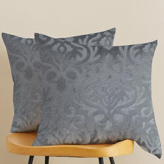 Microfiber Square Pillow Cushion For Sofa & Bed, Grey - 24 X 24 Inch | Soft, Fluffy For Comfort & Back Support | Breathable, Washable | Premium Velvet Outer Cover With Zip - Set Of 2