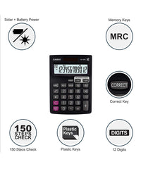 Casio HR-8RC-BK 150 Steps Check & Correct Printing Calculator With Reprint Feature & Casio MJ-12SB Desktop Calculator