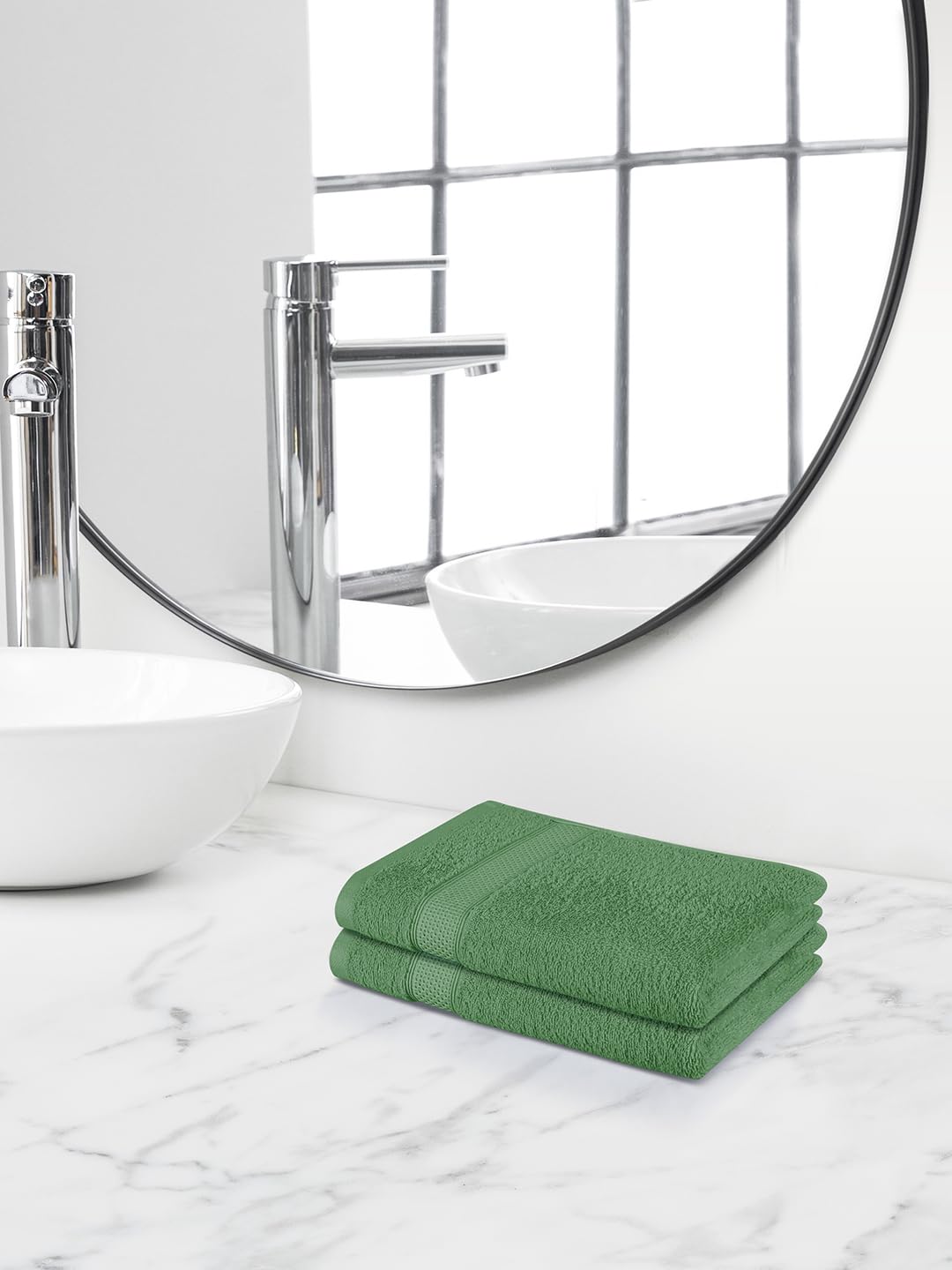 Himeya 100% Cotton Large Size Hand Towels 400 Gsm (Sea Green) - 2 Piece
