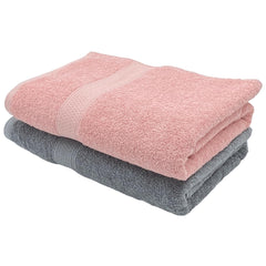Patpug 100% Indian Ultra Soft Cotton 500 Gsm Highly Absorbent, Fade Resistant, Quick Drying Large Bath Towel (Silver Grey & Baby Pink)