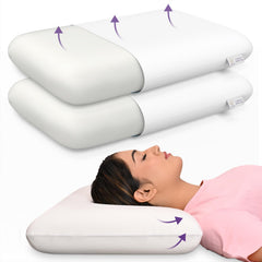 Memory Foam Pillow, Orthopedic Pillows For Neck Pain Relief - 4.5 Inch Thick, Queen Size | White Pillows Without Cover, Portable, Neck Support, Adjustable, Breathable - Pack Of 2