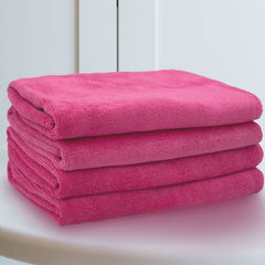Showstopper Super Soft Microfiber Hand Towels 800 Gsm | Ultra Absorbent, Lint-Free, Scratch-Free, Quick-Dry, Gym & Workout Towels - Set Of 4 (Pink)