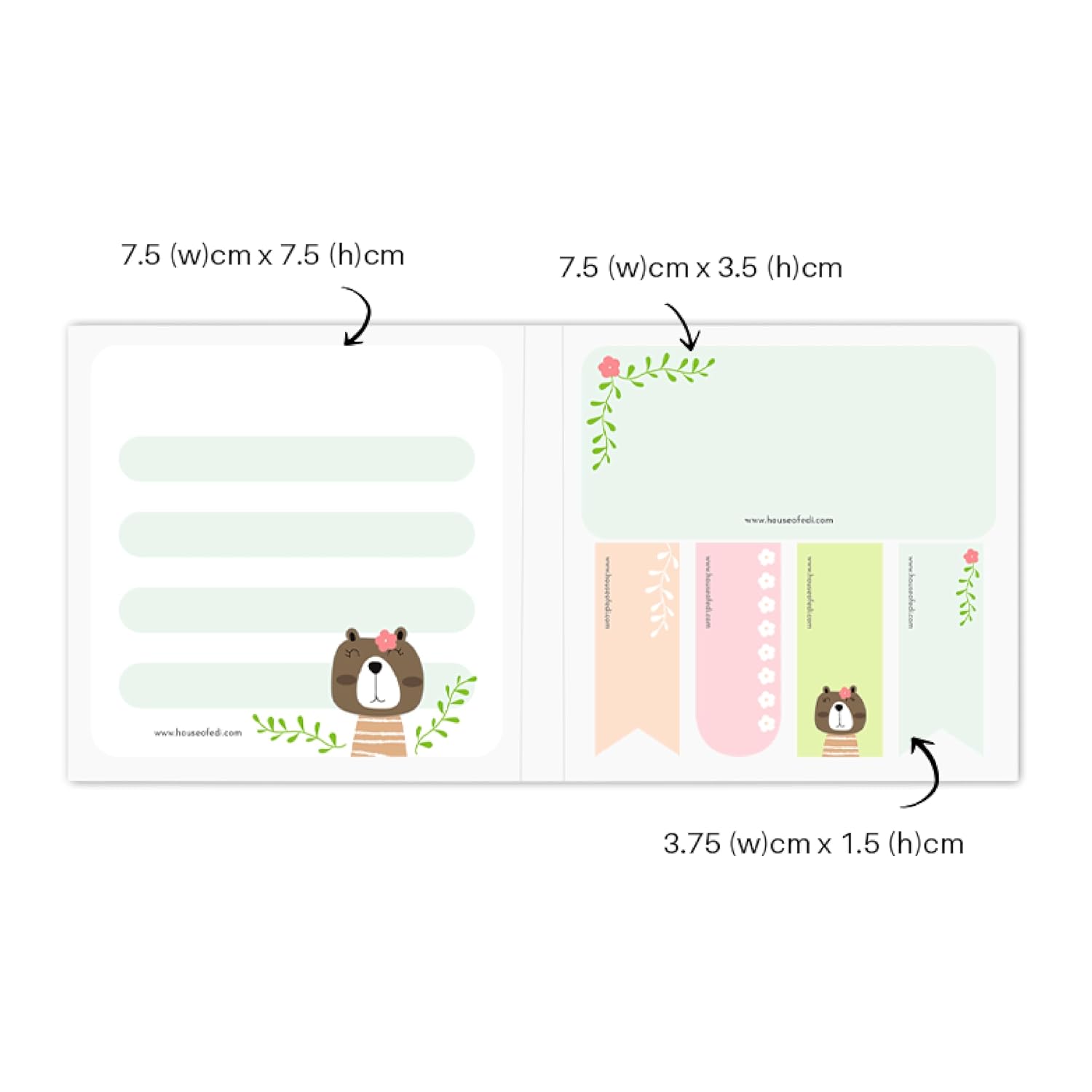 Sticky Notes, Creative Beautiful Designs, Sweet Giggles, 150 Sticky Sheets Total - Multicolor