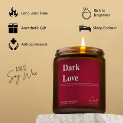 DARK LOVE EXTRA LARGE SOY WAX AMBER JAR CANDLE | BURNING TIME UPTO 30 HOURS