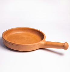 Handmade Unglazed Clay Fry Pan - Eco Friendly Earthen Terracotta Mitti Frying Pan 10 Inches, Red-Ochre (Gerua)