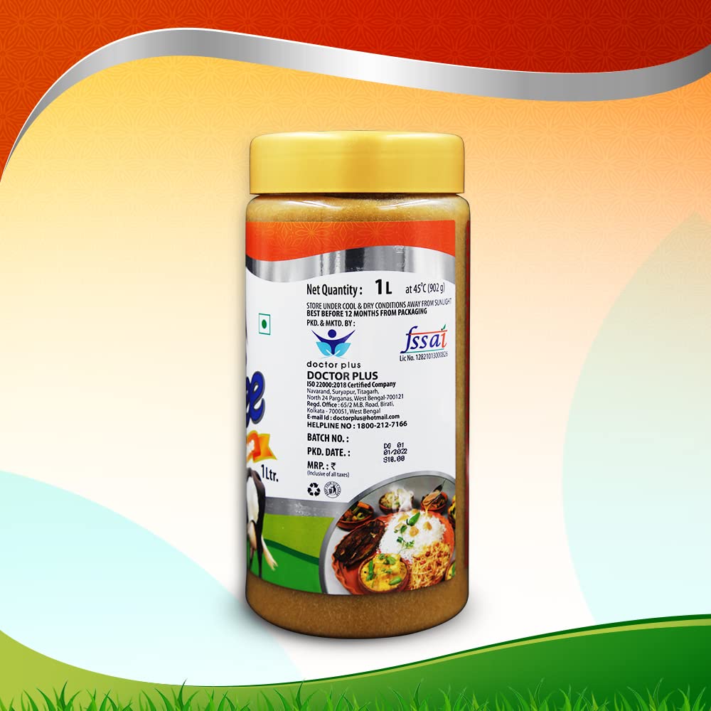 Pure Desi Cow Ghee By AKD | High In Protein Fiber & Nutrients Healthy Desi Ghee Good For Cooking | (1 Litr) 33.8 Ounce | Jar Pack
