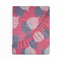 Elastic Fitted Bedsheets With 2 Pillow Covers - Size-78 X72+10 Inches, Pink & Grey | King Size Bed With All Around Elastic 220 TC Super Soft
