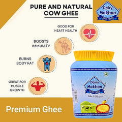 Organic Natural Cow Desi Ghee By Dairy Makhan | Good Source Of Vitamins & Minerals Healthy Desi Cow Ghee For Cooking | 5 Litre (1 Litr * 5) 169.0 Ounce | Jar Pack