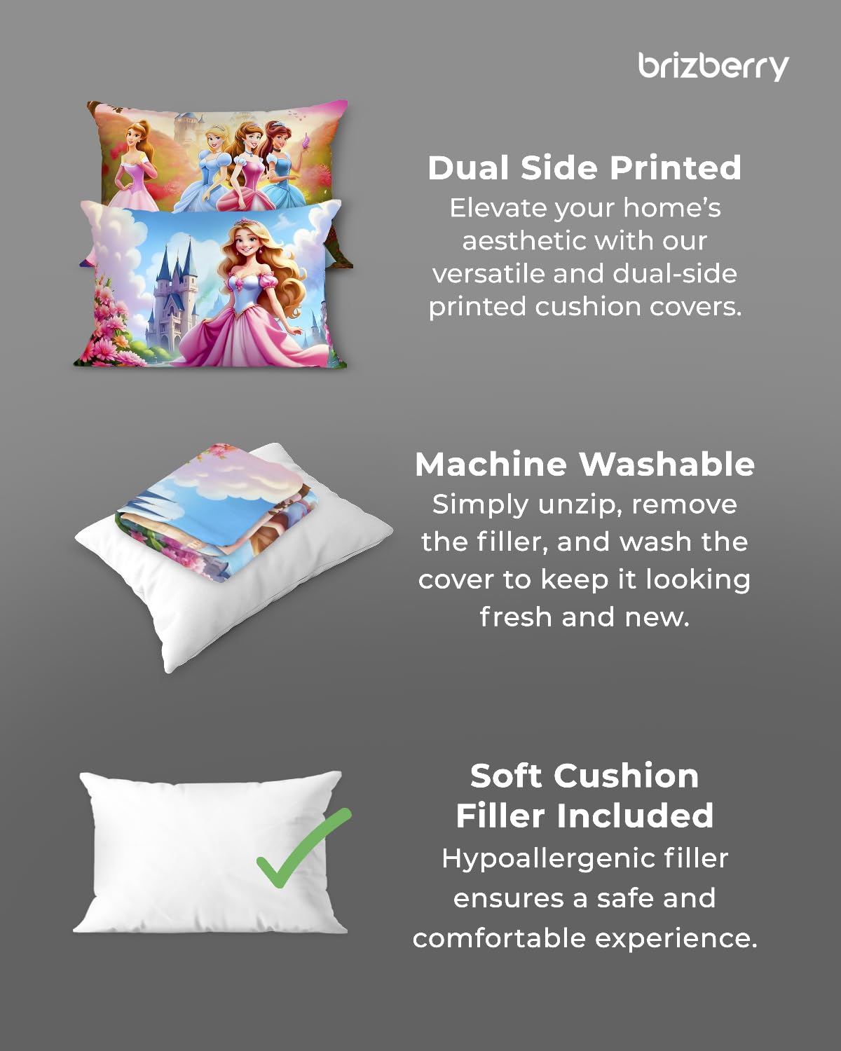 Kids Pillow Cushion With Super Soft Fabric Pillow - 12 X18 Inches | Animal & Cartoon Prints, Soft Pillow, Dual Sided Design | Multi-Purpose, Durable & Easy Care, Made In India - Design 12