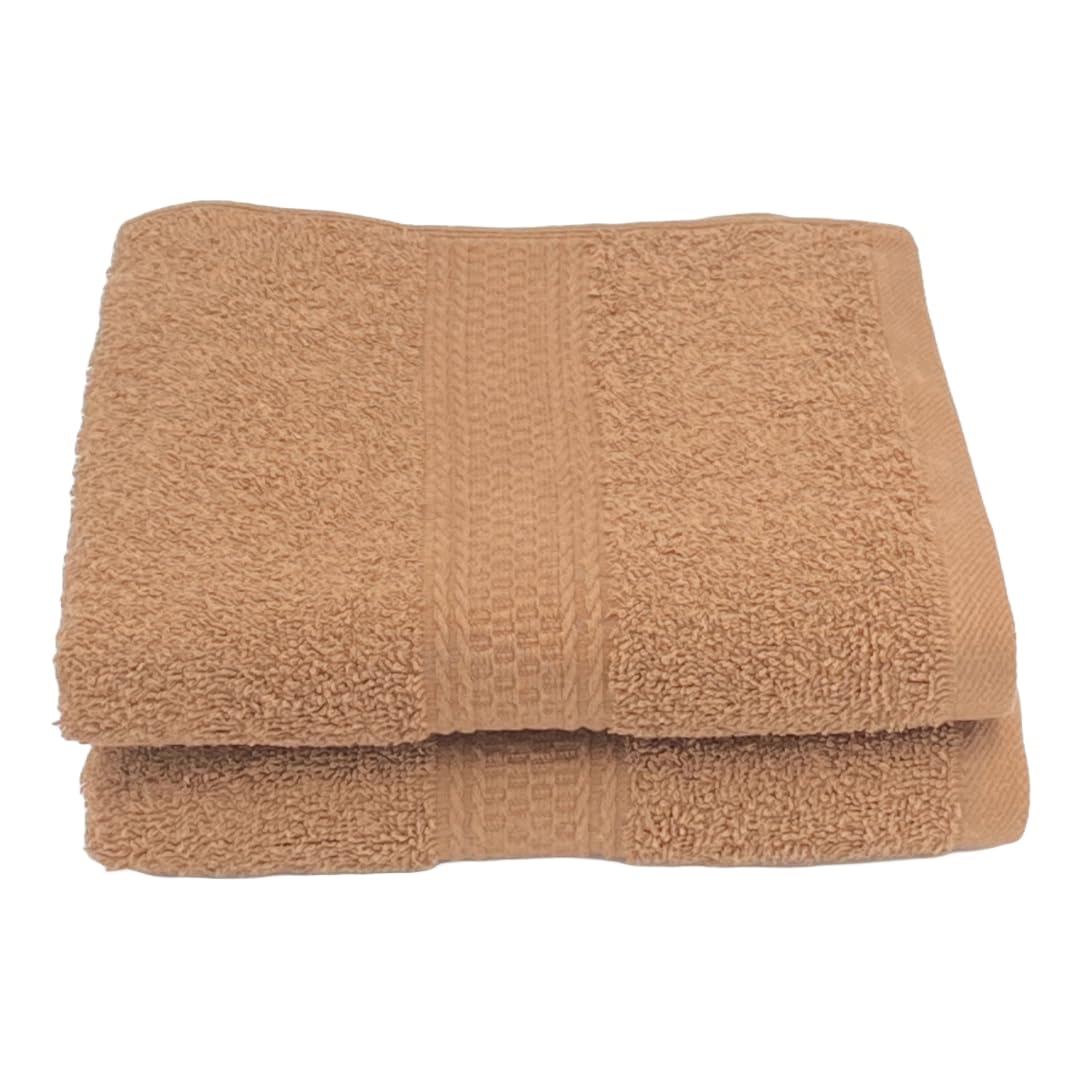 Patpug 100% Indian Ultra Soft Cotton Hand Towel 400 Gsm | For Gym, Workout, Yoga, Wash Basin (Coffee Brown) - 2 Piece
