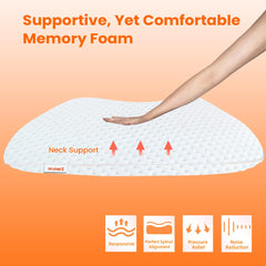 Premium Orthopedic Cool Gel Memory Foam Pillow For Neck Pain, Model - Cool Gel | Plush Velvety, For Shoulder Pain Relief, Use For Head, Back, Neck | Comfortable Pillow - Pack Of 2
