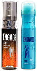 Engage M1 Perfume Spray For Men 120ml 4 Fl.oz. & Spell Deodorant For Women, 150ml 5 Fl.oz.