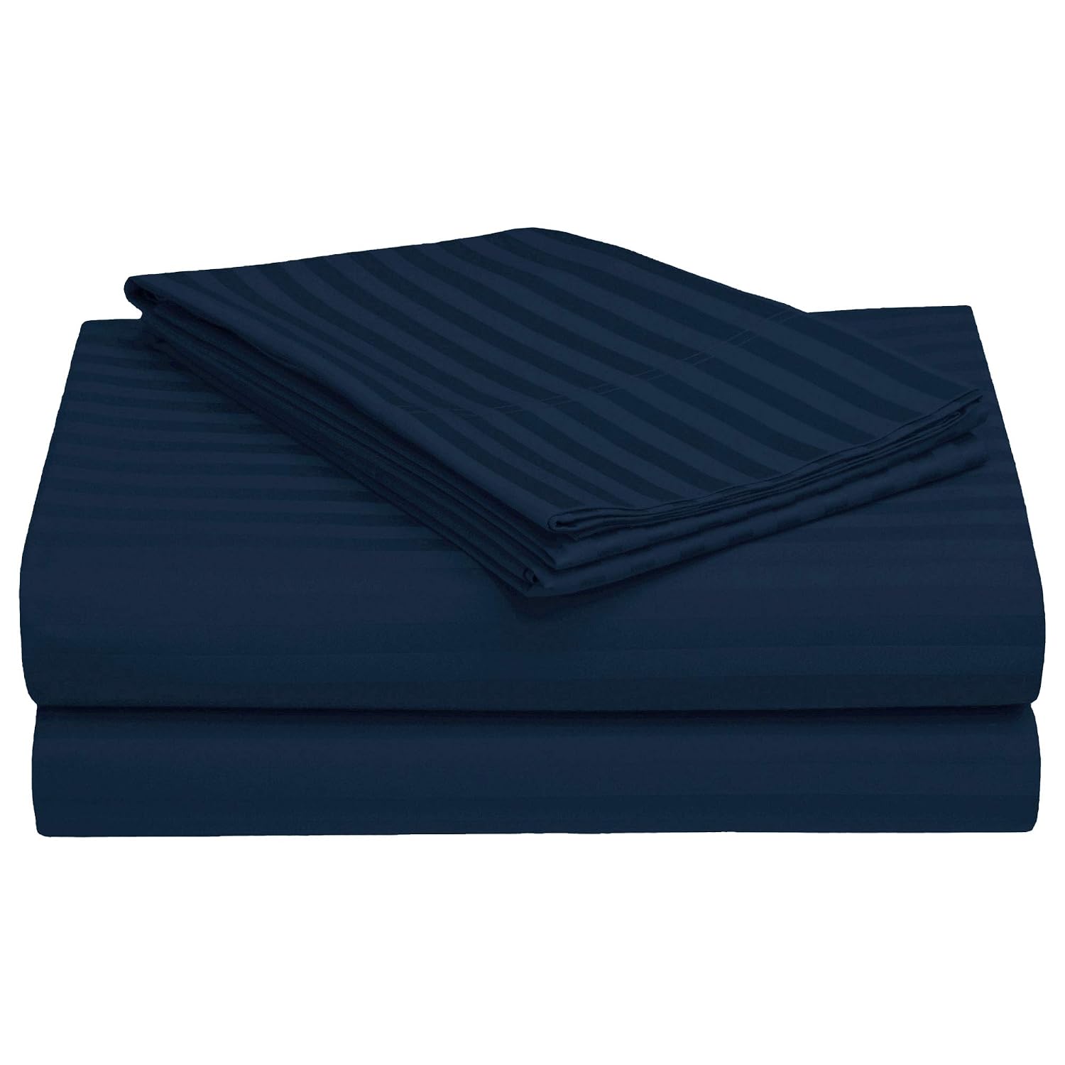 Satin Stripes King Size Cotton Bedsheet With 2 Pillow Covers - 108 X 108 Inches, Royal Blue | Perfect For Home Decor, Guest House | Ideal For All Seasons