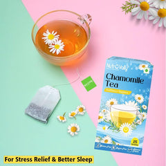Nutrovally Chamomile Tea - 25 Tea Bags | Improve Sleep Cycle & Skin Health - Refreshing Pure Flowery Loose Leaves | Caffeine Free, Gluten Free, Sugar Free