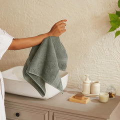 Livspace Paleto Collection Hand Towel 400 Gsm | 100% Cotton, Solid Dyed, Hand Towel Super Soft Absorbent (Graphite) Set Of 2