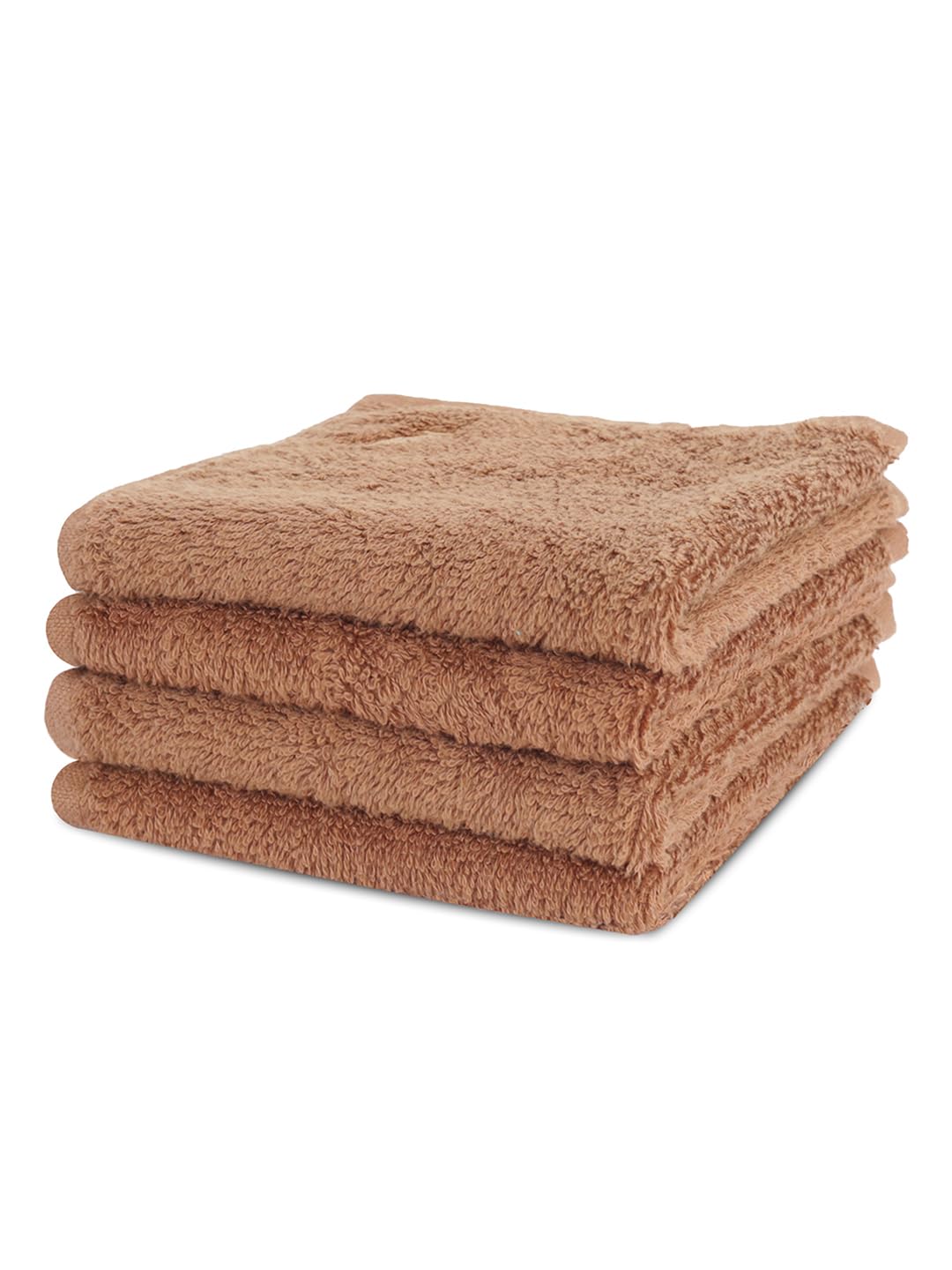 Maspar 100% Cotton Embedded Stripe Face Towel 600 Gsm - Set Of 4 (Brown)