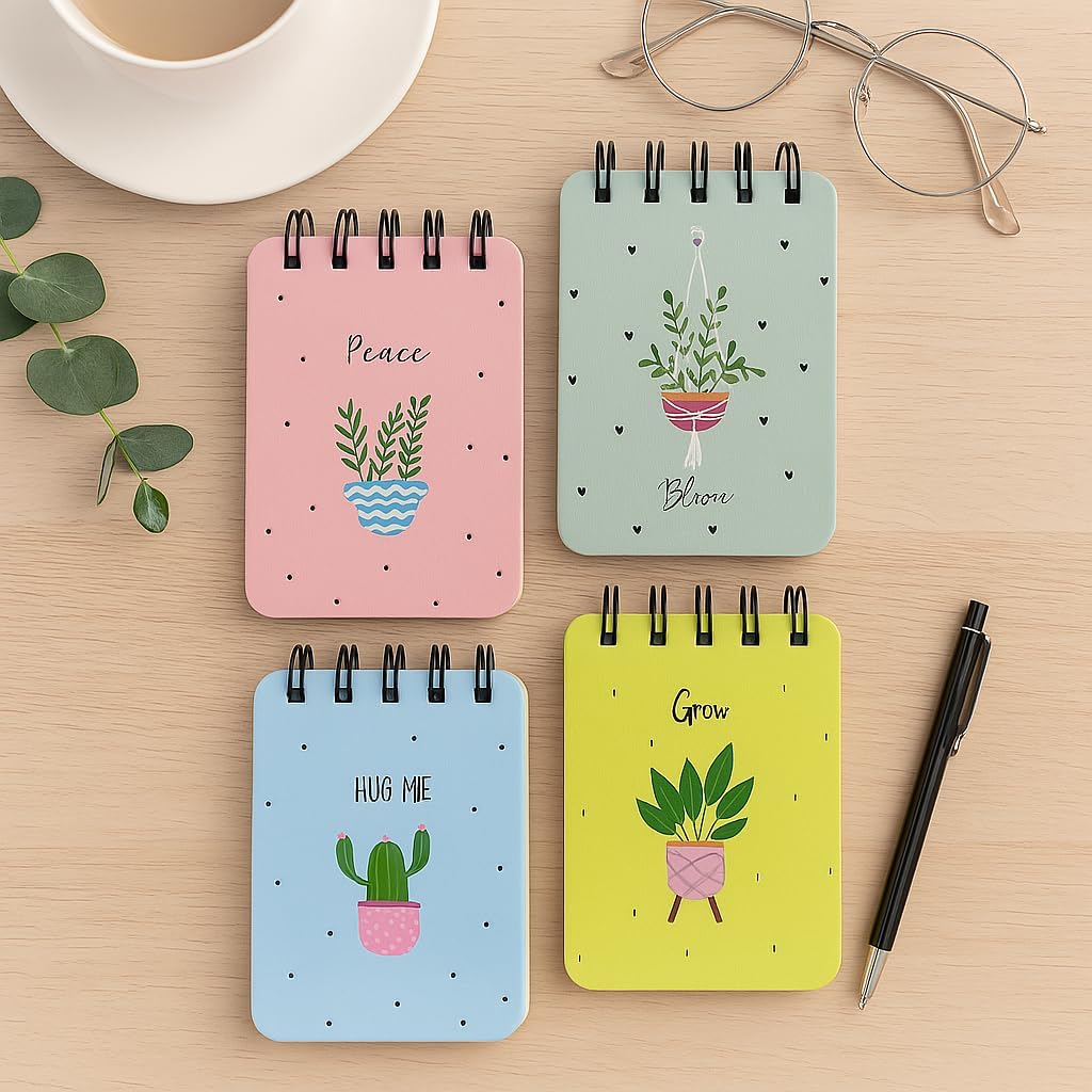Spiral Pocket Notebook Cute Mini Notepad, Handy Notebook For School (Refreshing Design) Pack Of 8