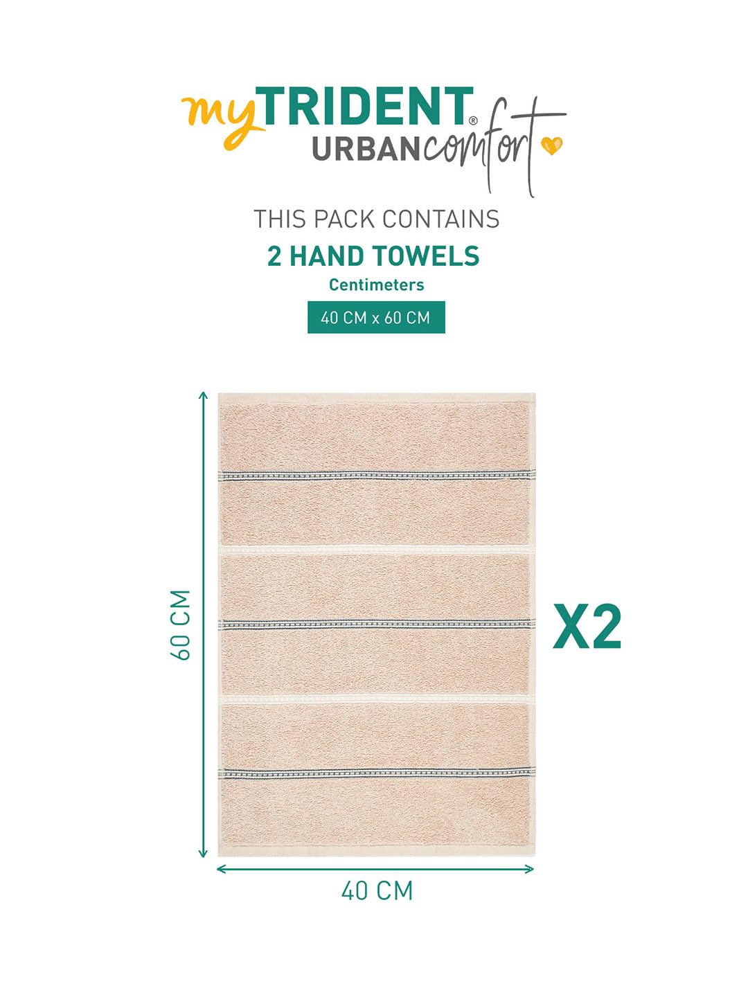 Mytrident Hand Towel Urban Comfort 400 Gsm | 100% Cotton Bath Towel (Hexa Brown)- Pack Of 2
