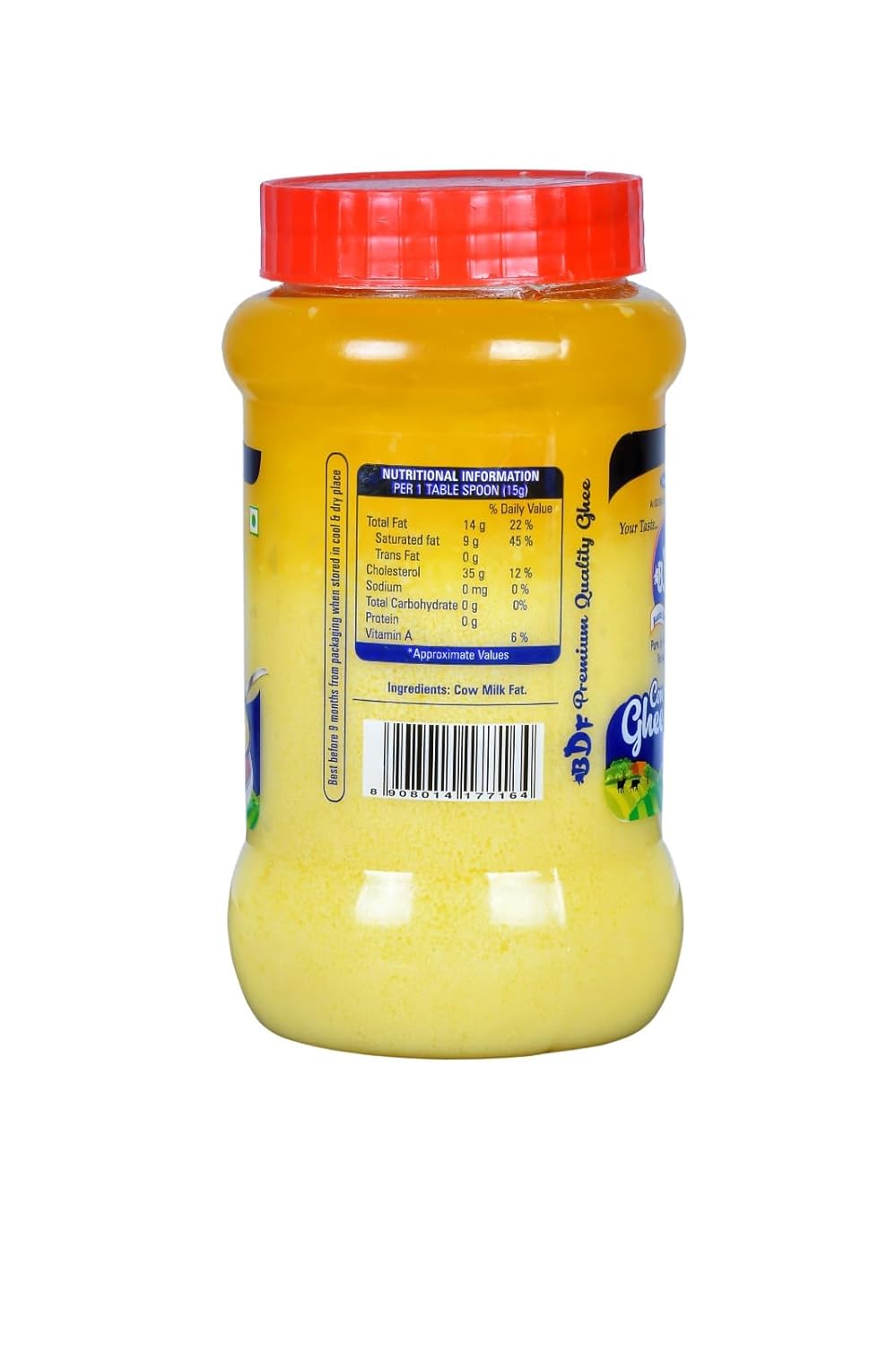 Premium Cow Ghee By Bastar Dairy Farm | Rich In Vitamins & Minerals Healthy Pure Desi Ghee Good For Bones Health | (500ml) 16.9 Ounce | Jar Pack
