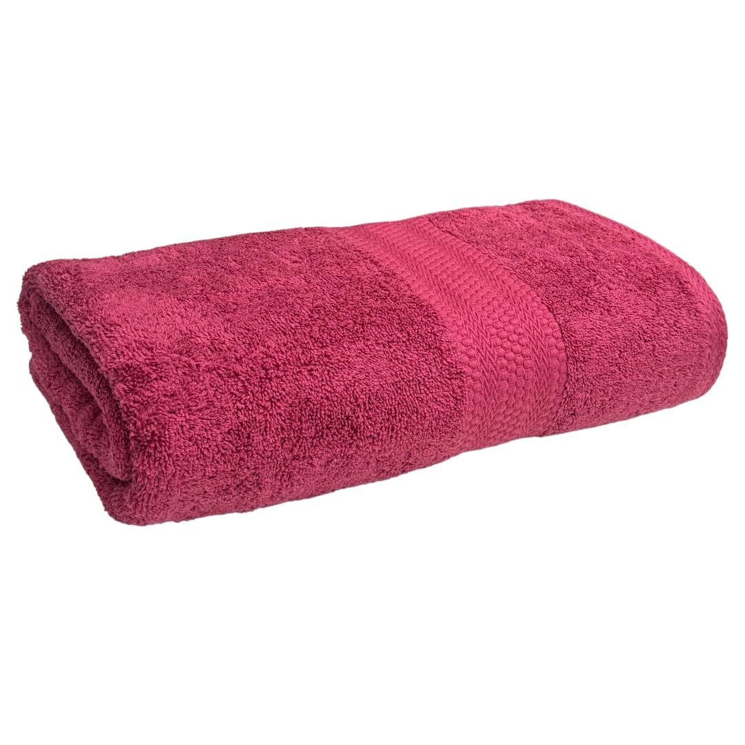 Stamio Cotton Bath Towel 600 Gsm | Two Ply Combed, Extra Soft & Absorbent Large Full Size Towels For Bathing, Home, Sports, Salon, Hotel Use (Maroon Red)