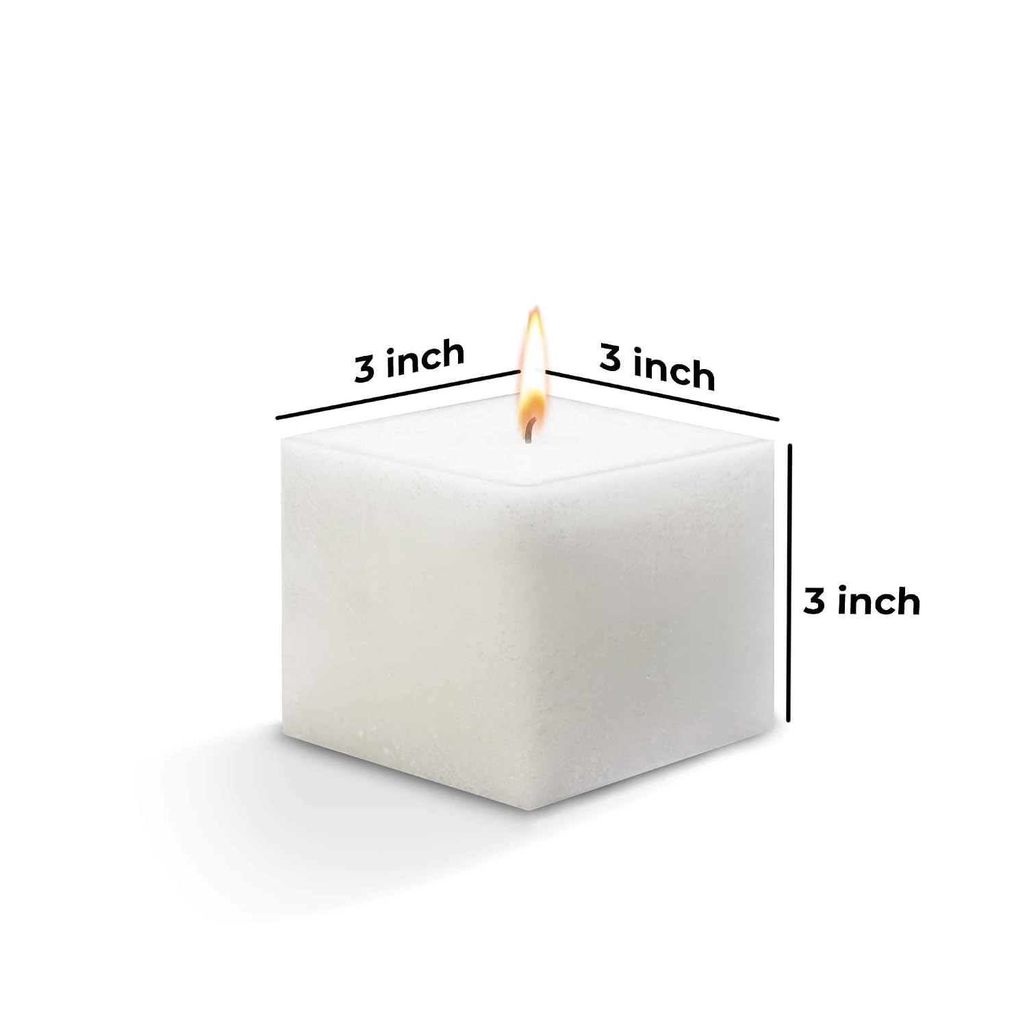 WHITE SQUARE CANDLE 3INCH | BURNING TIME 40 HOURS | CENTRE TABLE PILLAR CANDLE